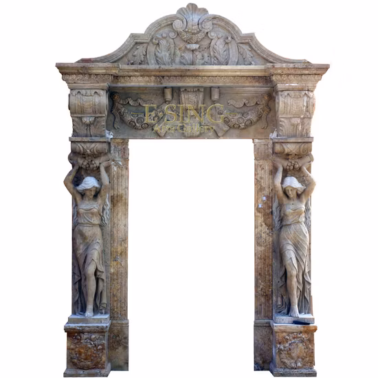 Bordadura de porta de pedra esculpida em mármore com design ocidental