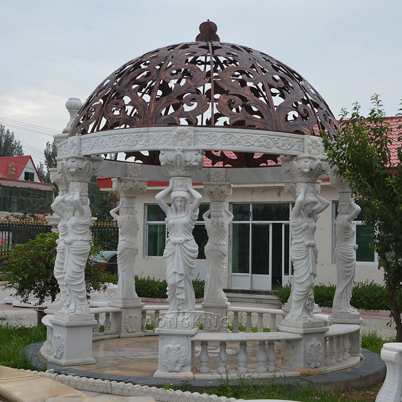 Wholesale Custom Large White Marble Lady Statue Column Gazebo