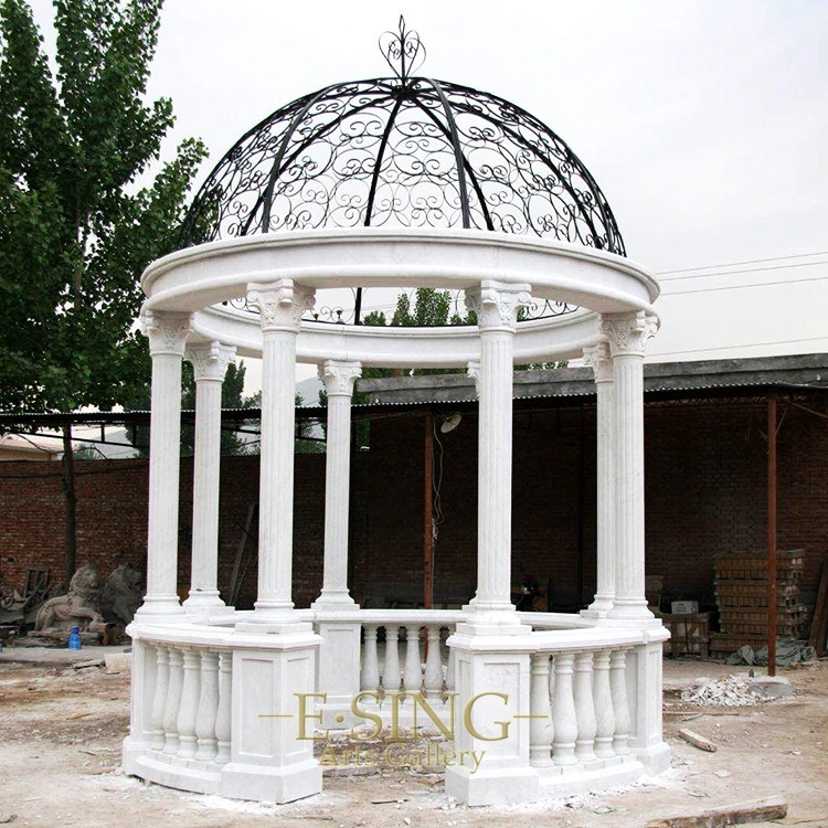 Hand Carved Natural Stone Large Outdoor Garden Stone Pavilion Marble Gazebo for Sale