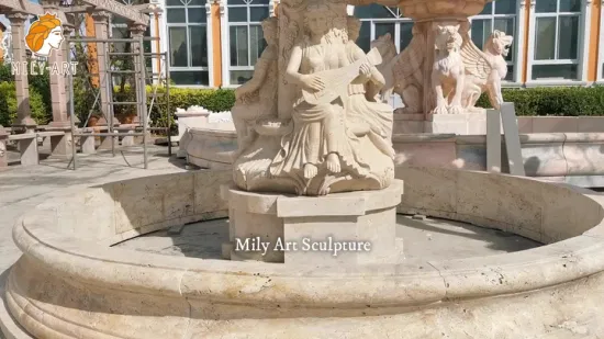 Natural personalizado clássico design de luxo ao ar livre hotel camada figura mulher senhora mão esculpida pedra mármore fonte água para decoração do jardim