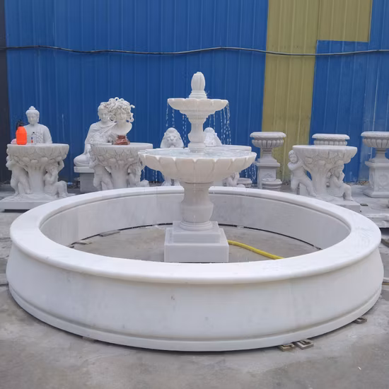 Jardim decorativo ao ar livre grande fonte de granito & fonte de mármore estátua água cavalo e leão fonte de pedra para venda
