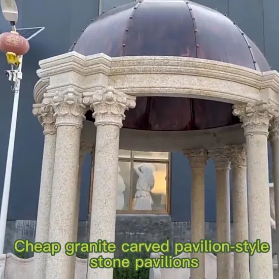 Gazebo de granito de ferrugem amarela para jardim, pavilhão de parque ao ar livre com cúpula de ferro forjado e capa de chuveiro